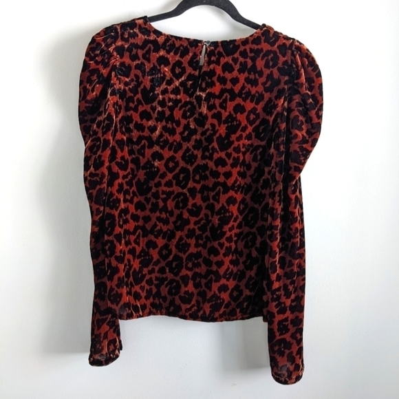 ANTHROPOLOGIE Dolan Copper Animal Print Velvet Puff Sleeve Top S - Picture 4 of 11